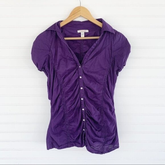 Active Basic Button Up Purple Blouse Women’s Size L - Picture 1 of 5